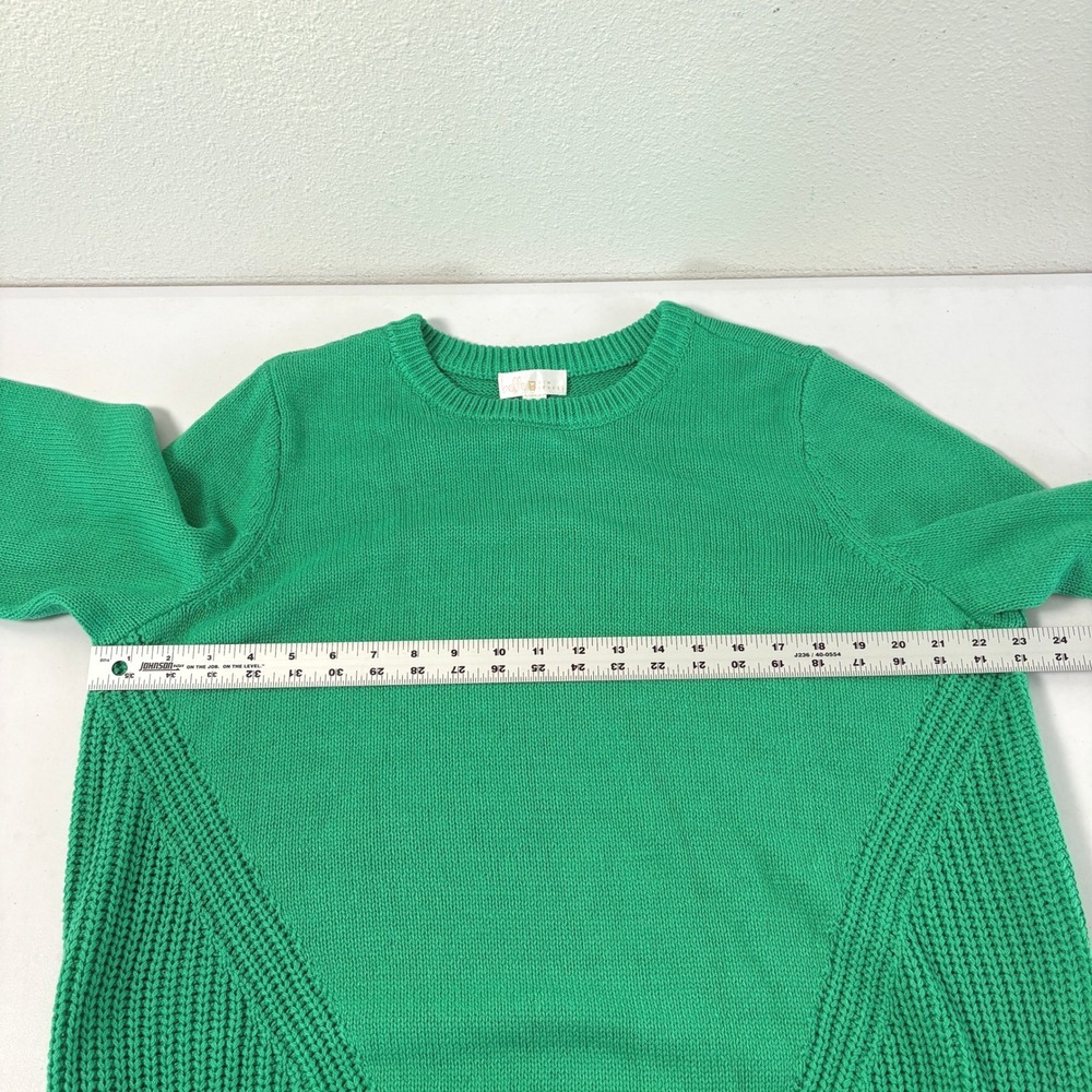 Belle by Kim Gravel Sweater Size XL Green Shaker Knit Crew Neck Pullover A674069 - Picture 6 of 8